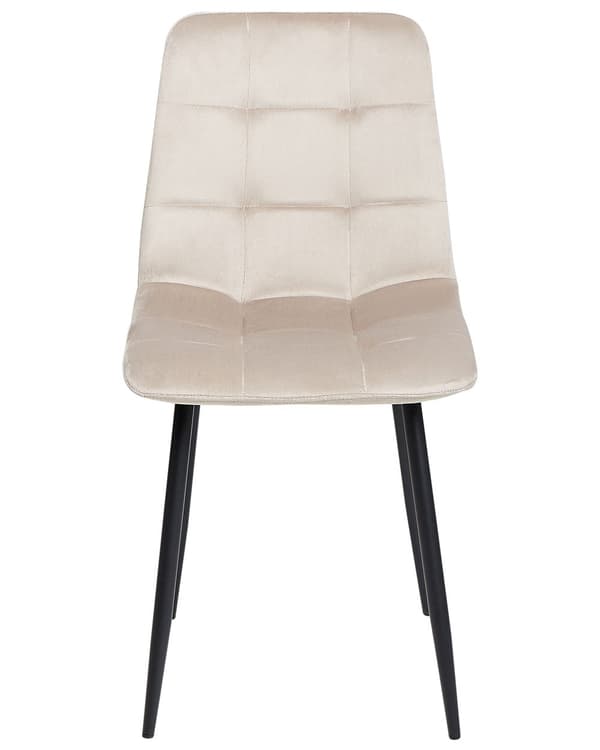 Set med 4 Matstolar Sammet Taupe Järnben Modern Stil Kök Matsal