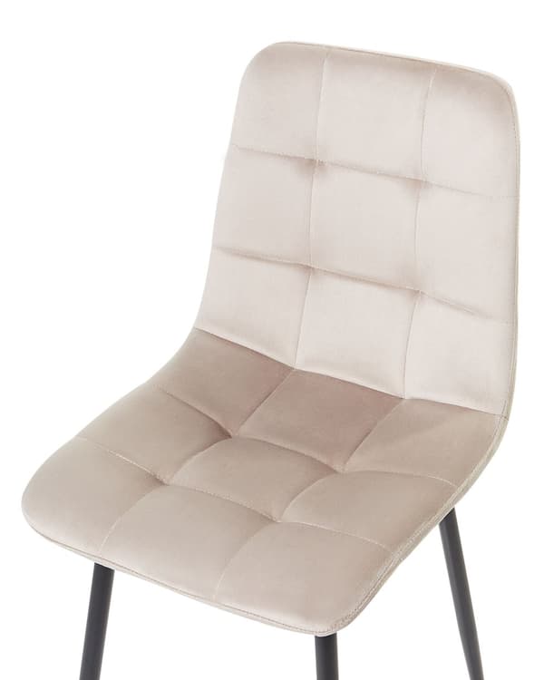 Set med 4 Matstolar Sammet Taupe Järnben Modern Stil Kök Matsal