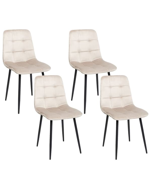 Set med 4 Matstolar Sammet Taupe Järnben Modern Stil Kök Matsal