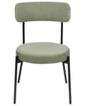 Miniatyrbild 5 av 9: Set med 2 Matstolar Ljusgrön Bouclé Svarta Stålben Modern Design Matsal Kök Bar Sittmöbler