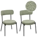 Miniatyrbild 1 av 9: Set med 2 Matstolar Ljusgrön Bouclé Svarta Stålben Modern Design Matsal Kök Bar Sittmöbler