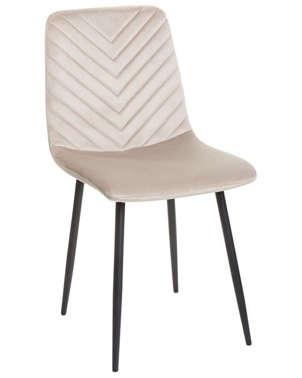 Set med 4 Matstolar Taupe Sammet Matsal Kök Järnben Modern Stil