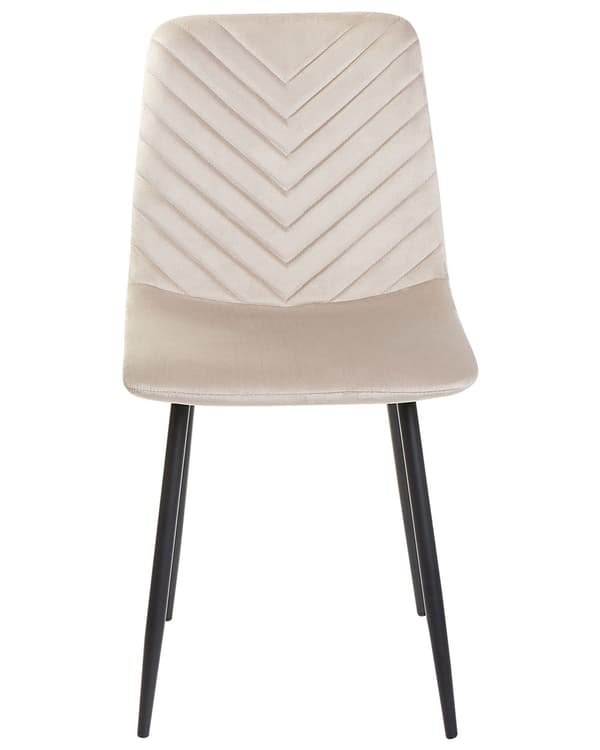 Set med 4 Matstolar Taupe Sammet Matsal Kök Järnben Modern Stil