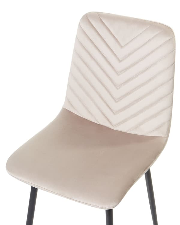 Set med 4 Matstolar Taupe Sammet Matsal Kök Järnben Modern Stil
