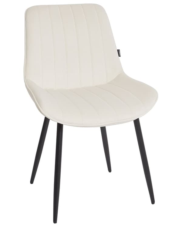 Set om 2 Matstolar Ljusbeige Utan Armstöd Sammet Svarta Stålben Modern Design Matsal Pallar Kök Bar Matsal