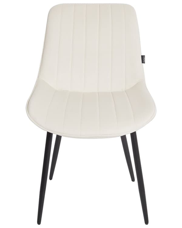 Set om 2 Matstolar Ljusbeige Utan Armstöd Sammet Svarta Stålben Modern Design Matsal Pallar Kök Bar Matsal