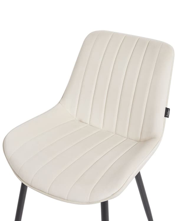Set om 2 Matstolar Ljusbeige Utan Armstöd Sammet Svarta Stålben Modern Design Matsal Pallar Kök Bar Matsal