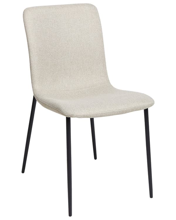 Set med 4 Matstolar Polyestertyg Ljusbeige Järnben Elegant Stil Kök Matsal