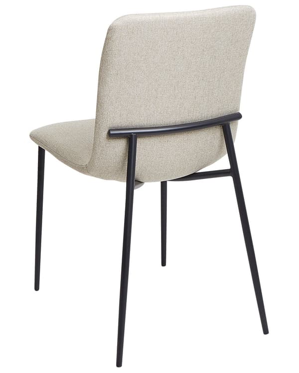 Set med 4 Matstolar Polyestertyg Ljusbeige Järnben Elegant Stil Kök Matsal