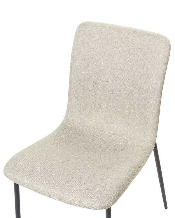 Set med 4 Matstolar Polyestertyg Ljusbeige Järnben Elegant Stil Kök Matsal