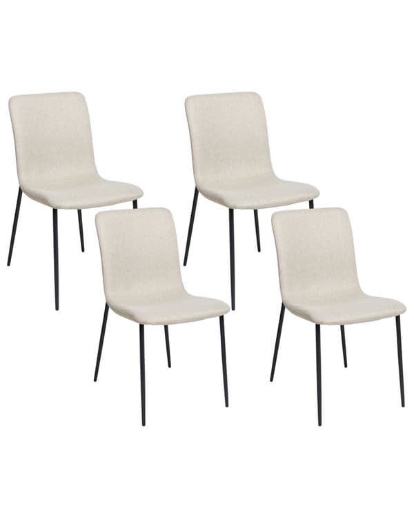 Set med 4 Matstolar Polyestertyg Ljusbeige Järnben Elegant Stil Kök Matsal