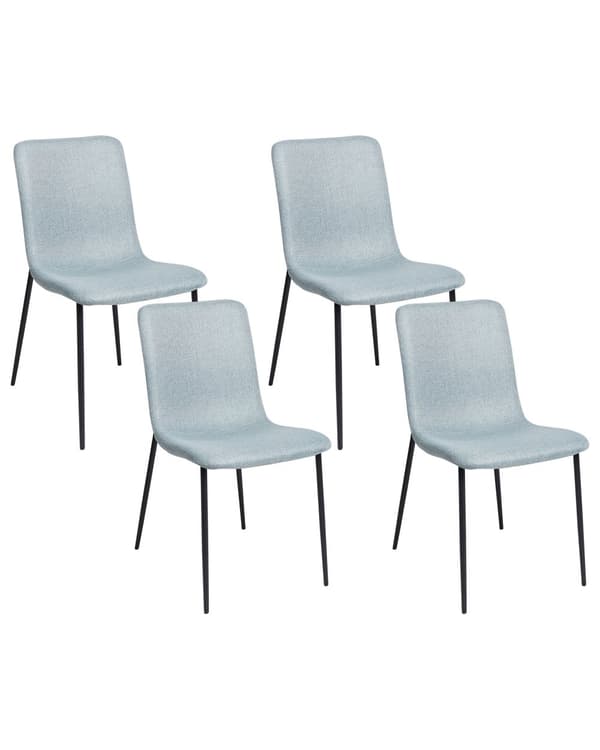 Set med 4 Matstolar Polyestertyg Ljusblå Järnben Elegant Stil Kök Matsal