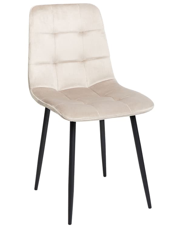 Sett med 4 Spisestoler Fløyel Beige Spisestue Jernben Moderne Stil