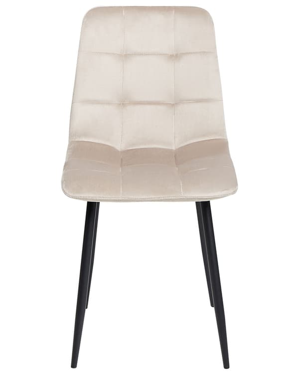 Sett med 4 Spisestoler Fløyel Beige Spisestue Jernben Moderne Stil