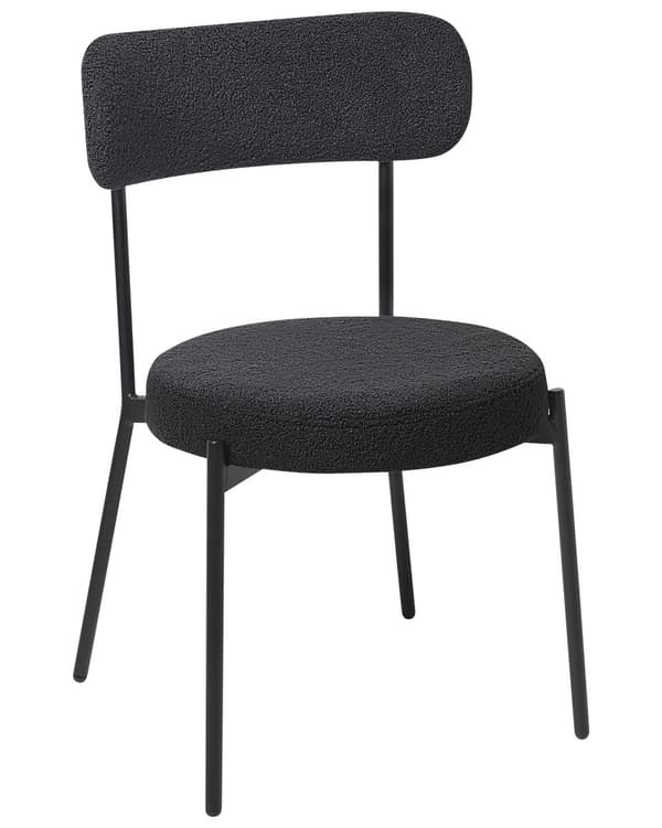 Sett med 2 Barstoler Hvit Boucle Svart Stålben Moderne Design Spisestue sitteplasser