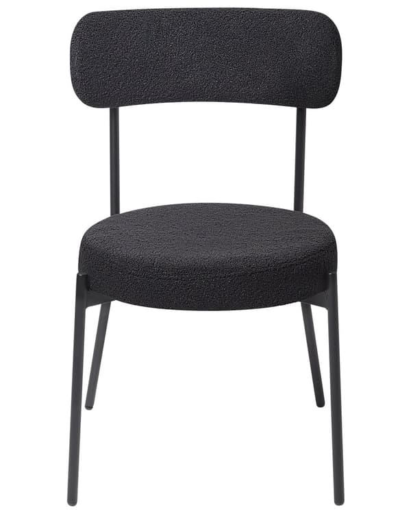 Sett med 2 Barstoler Hvit Boucle Svart Stålben Moderne Design Spisestue sitteplasser