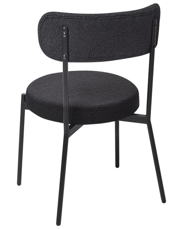 Sett med 2 Barstoler Hvit Boucle Svart Stålben Moderne Design Spisestue sitteplasser