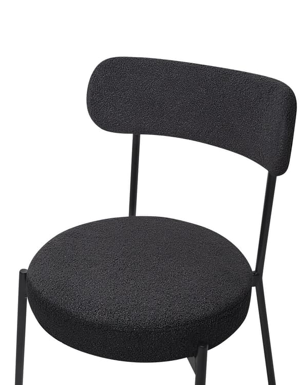 Sett med 2 Barstoler Hvit Boucle Svart Stålben Moderne Design Spisestue sitteplasser
