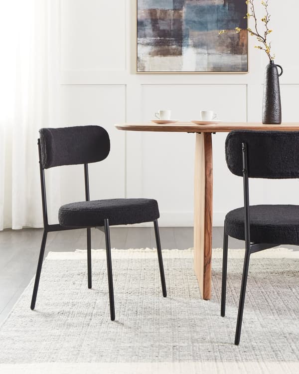 Sett med 2 Barstoler Hvit Boucle Svart Stålben Moderne Design Spisestue sitteplasser