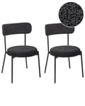 Miniatyrbilde 1 av 9: Sett med 2 Barstoler Hvit Boucle Svart Stålben Moderne Design Spisestue sitteplasser