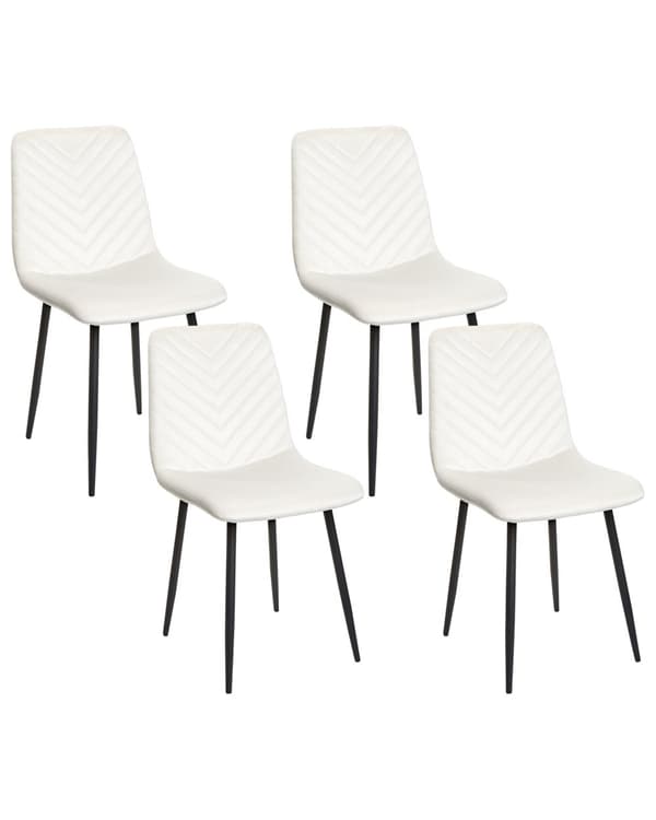 Sett med 4 Spisestoler Off-White Fløyel Spisestue Jernben Moderne Stil