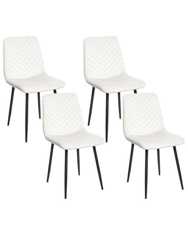 Sett med 4 Spisestoler Off-White Fløyel Spisestue Jernben Moderne Stil