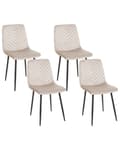Miniatyrbilde 1 av 9: Sett med 4 Spisestoler Beige Fløyel Spisestue Jernben Moderne Stil