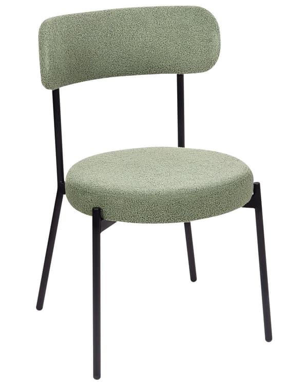 Sett med 2 Spisestuestoler Lysegrønn Boucle Svart Stålben Moderne Design Sitteplasser i Spisestuen