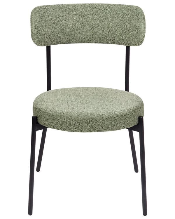 Sett med 2 Spisestuestoler Lysegrønn Boucle Svart Stålben Moderne Design Sitteplasser i Spisestuen