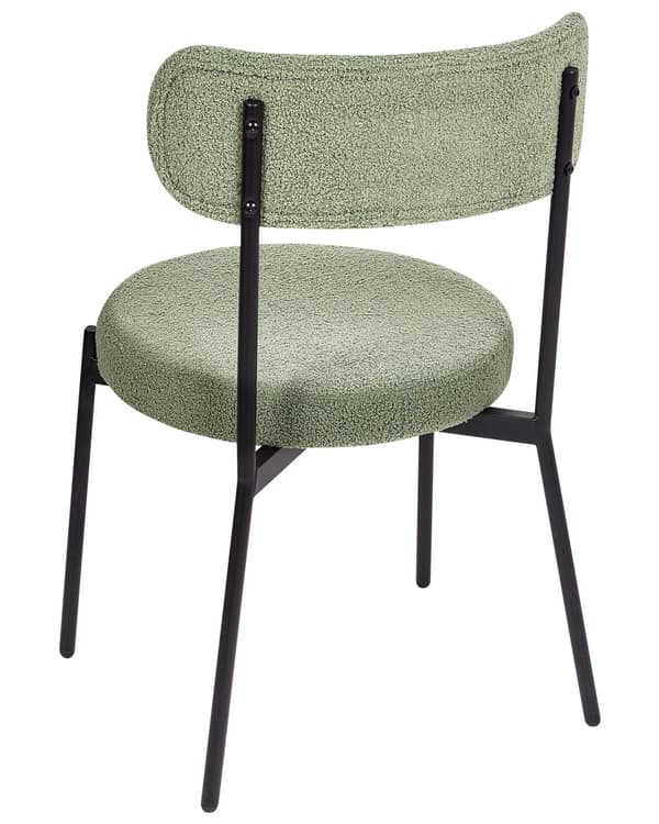 Sett med 2 Spisestuestoler Lysegrønn Boucle Svart Stålben Moderne Design Sitteplasser i Spisestuen
