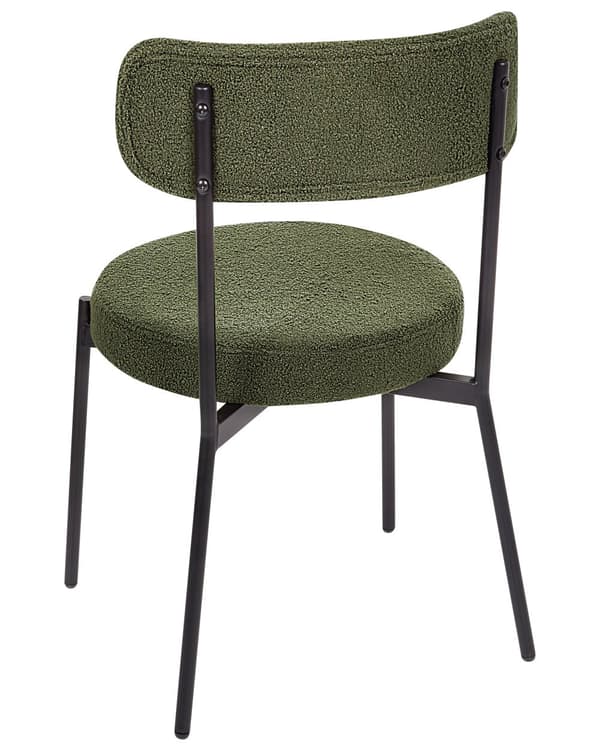 Sett med 2 Spisestuestoler Mørkegrønn Boucle Svart Stålben Moderne Design Sitteplasser i Spisestuen