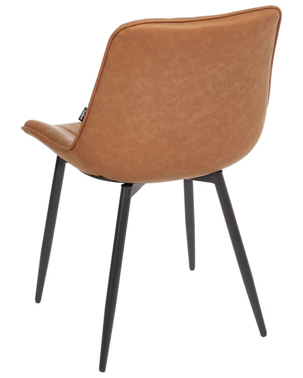 Sett med 2 Spisestuestoler Brunt Armløst Kunstskinn Svart Stålben Moderne Design Spisestuestoler