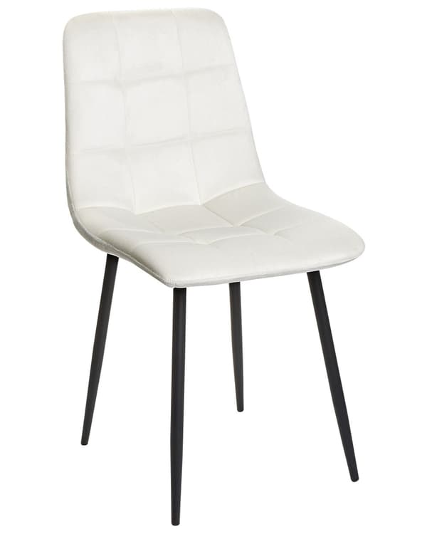 Sett med 4 Spisestoler Fløyel Off-white Spisestue Jernben Moderne Stil