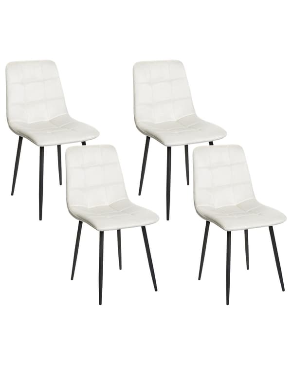 Sett med 4 Spisestoler Fløyel Off-white Spisestue Jernben Moderne Stil