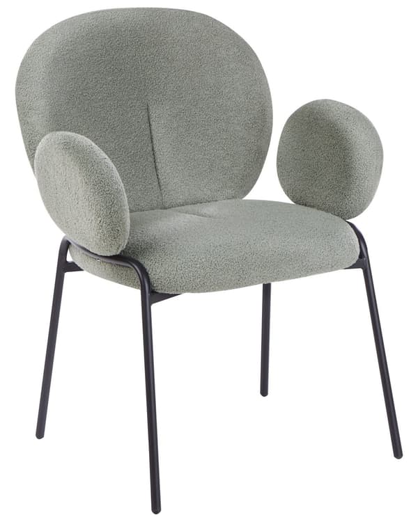 Sett med 2 Spisestuestoler Grønn Boucle-trekk Avrundet Sete Retro