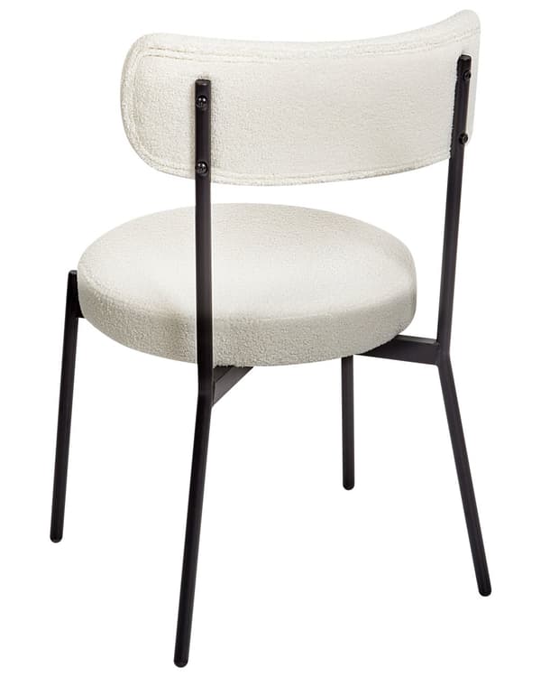 Sett med 2 Spisestuestoler Hvit Boucle Svart Stålben Moderne Design Spisestuestoler