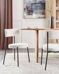 Miniatyrbilde 2 av 9: Sett med 2 Spisestuestoler Hvit Boucle Svart Stålben Moderne Design Spisestuestoler
