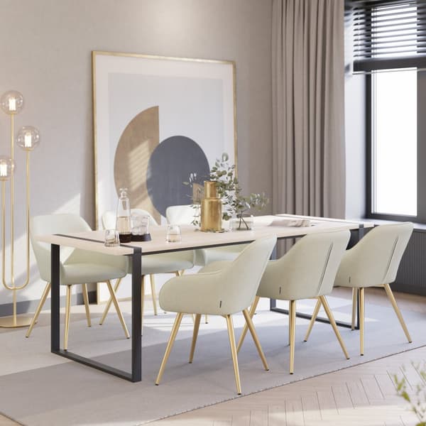 Marilyn Stol, vadderad - grädde/guld, Uppsättning om 6