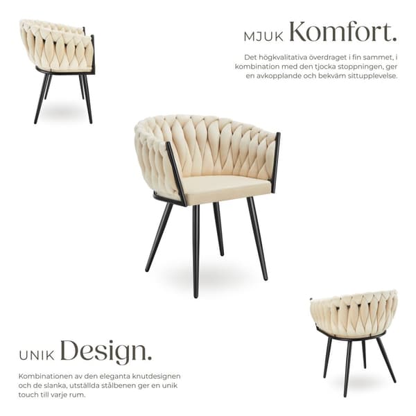 Set matsolar Astano i sammet, knutdesign - sand, Uppsättning om 6
