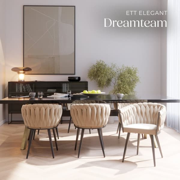 Set matsolar Astano i sammet, knutdesign - sand, Uppsättning om 6