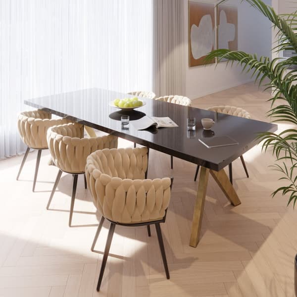 Set matsolar Astano i sammet, knutdesign - sand, Uppsättning om 6