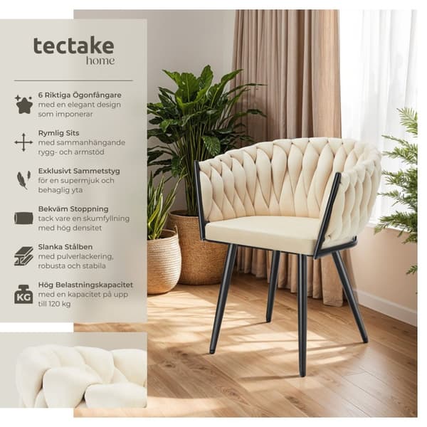 Set matsolar Astano i sammet, knutdesign - sand, Uppsättning om 6