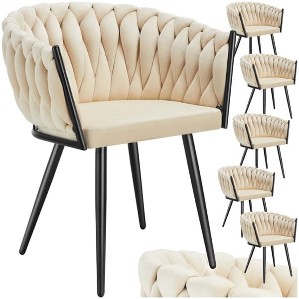 Set matsolar Astano i sammet, knutdesign - sand, Uppsättning om 6