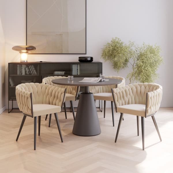 Set matsolar Astano i sammet, knutdesign - sand, Uppsättning om 4