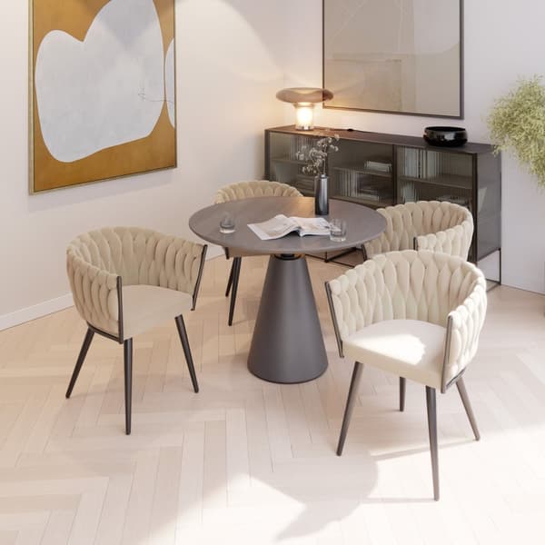 Set matsolar Astano i sammet, knutdesign - sand, Uppsättning om 4