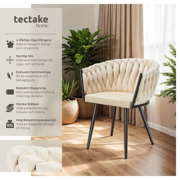 Set matsolar Astano i sammet, knutdesign - sand, Uppsättning om 4