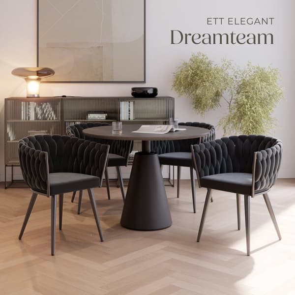 Set matsolar Astano i sammet, knutdesign - svart, Uppsättning om 4