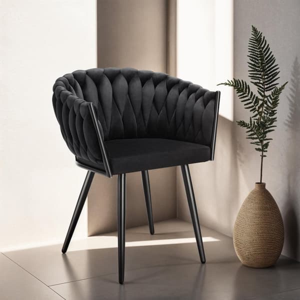 Set matsolar Astano i sammet, knutdesign - svart, Uppsättning om 4