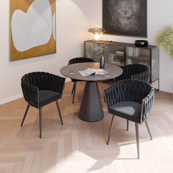 Set matsolar Astano i sammet, knutdesign - svart, Uppsättning om 4