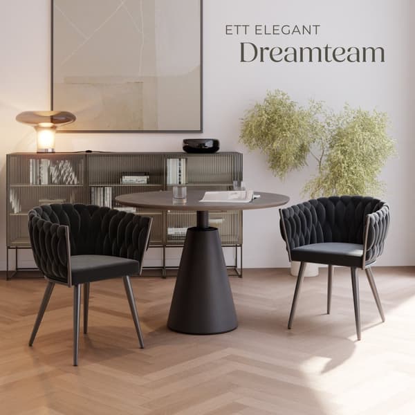 Set matsolar Astano i sammet, knutdesign - svart, Uppsättning av 2